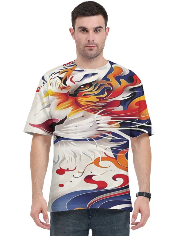 Abstract_Tiger_Pattern_Vibrant_Orange_Blue_Swirl_Art_Modern_Aop_Print_Design_White_Multi_Colour